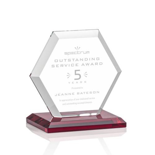 Awards and Trophies - Crystal Awards - Barnett Red Polygon Crystal Award