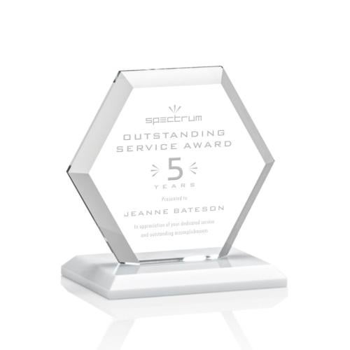 Awards and Trophies - Crystal Awards - Barnett White Polygon Crystal Award