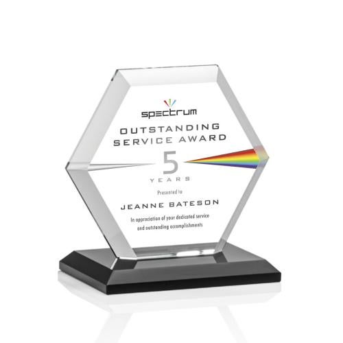 Awards and Trophies - Crystal Awards - Barnett Full Color Black Polygon Crystal Award