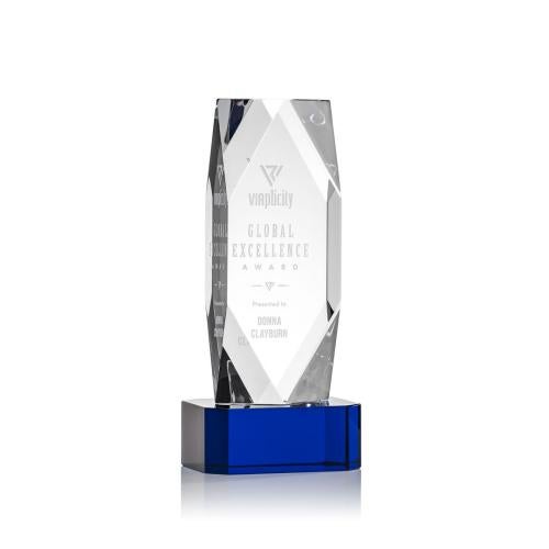 Awards and Trophies - Crystal Awards - Delta Blue on Base Towers Crystal Award
