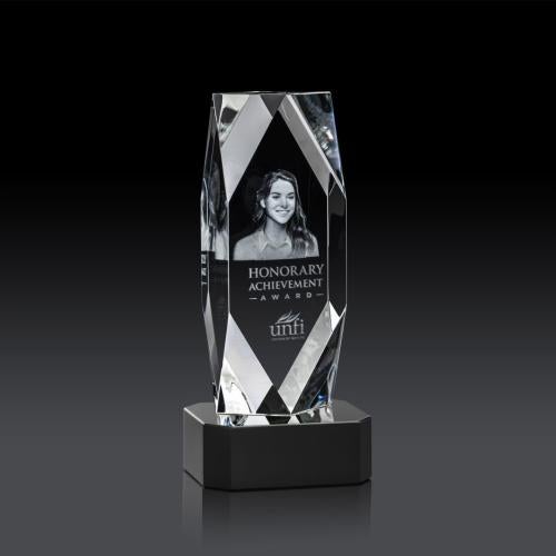Awards and Trophies - Crystal Awards - Delta 3D Black on Base Towers Crystal Award