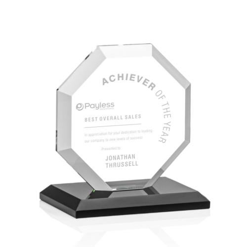 Awards and Trophies - Crystal Awards - Leyland Black Polygon Crystal Award