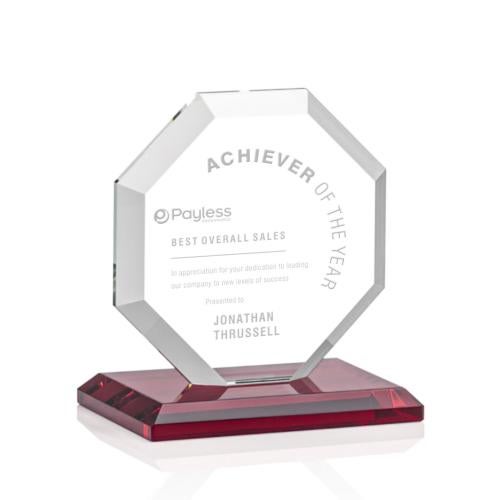 Awards and Trophies - Crystal Awards - Leyland Red Polygon Crystal Award