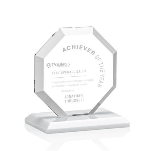 Awards and Trophies - Crystal Awards - Leyland White Polygon Crystal Award