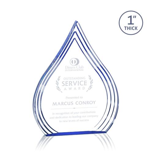 Awards and Trophies - Acrylic Awards - Dover Blue Tear Drop Acrylic Award