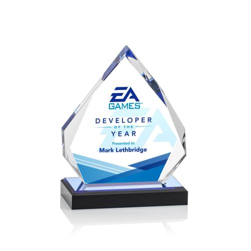 Awards and Trophies - Acrylic Awards - Beckenham Full Color  Blue Polygon Acrylic Award