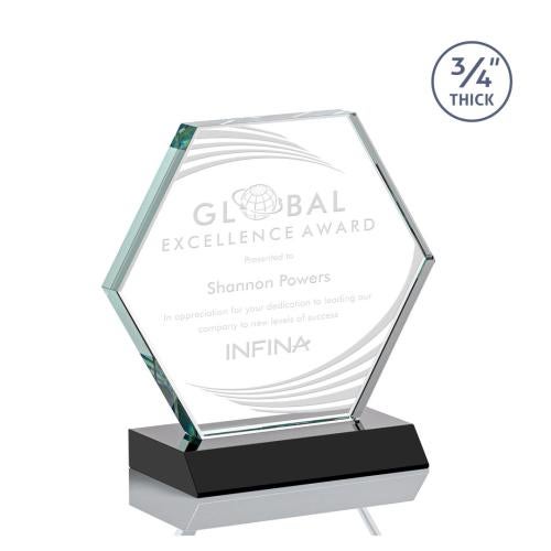 Awards and Trophies - Crystal Awards - Pickering Black Polygon Crystal Award