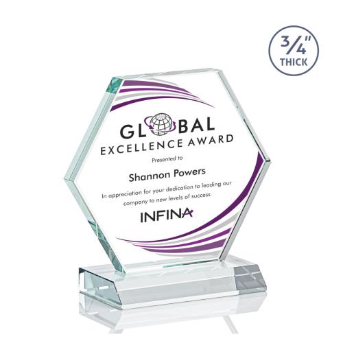Awards and Trophies - Crystal Awards - Pickering Full Color Starfire Polygon Crystal Award