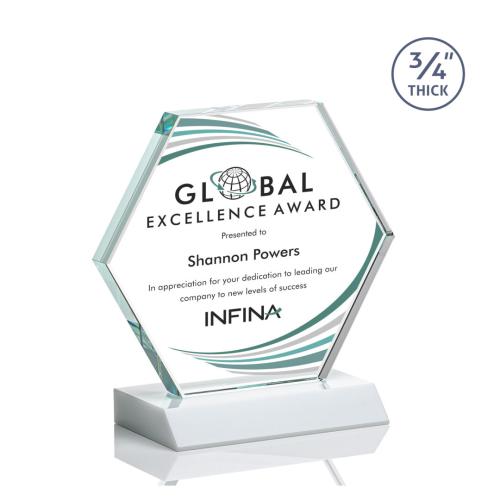 Awards and Trophies - Crystal Awards - Pickering Full Color White Polygon Crystal Award