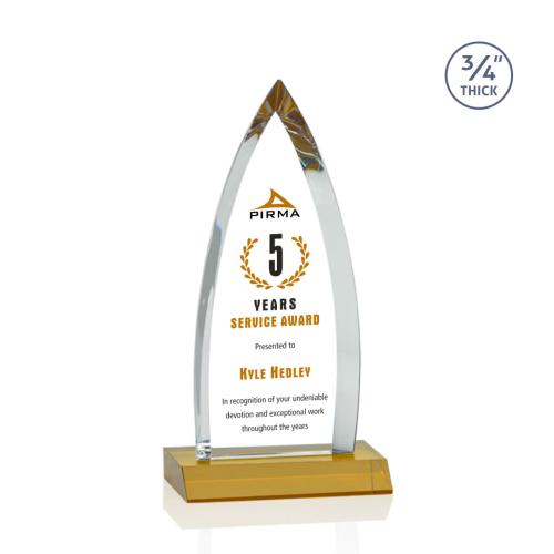 Awards and Trophies - Crystal Awards - Shildon Full Color Amber Peaks Crystal Award