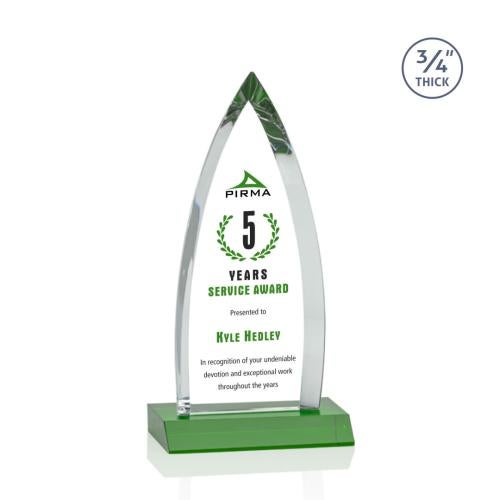 Awards and Trophies - Crystal Awards - Shildon Full Color Green Peaks Crystal Award