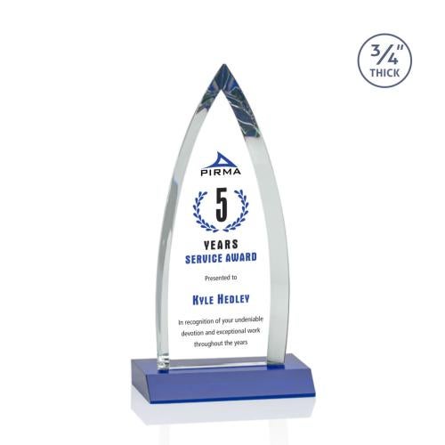Awards and Trophies - Crystal Awards - Shildon Full Color Blue Peaks Crystal Award