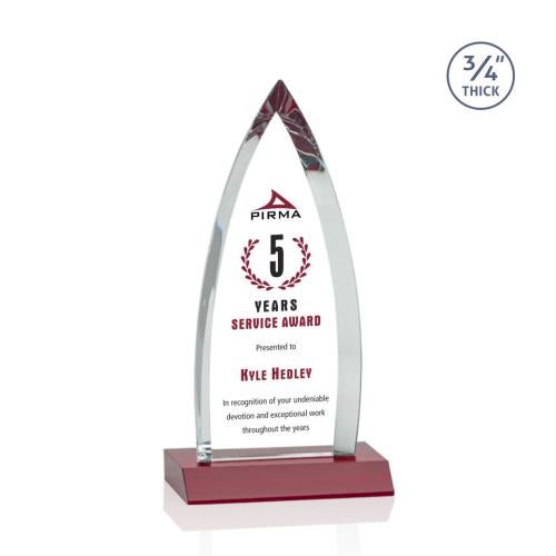 Awards and Trophies - Crystal Awards - Shildon Full Color Red Peaks Crystal Award