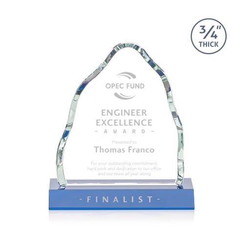 Awards and Trophies - Crystal Awards - Dunwich Sky Blue Crystal Award