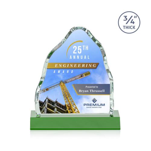 Awards and Trophies - Crystal Awards - Dunwich Full Color Green Crystal Award