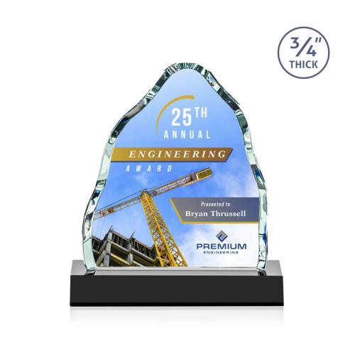 Awards and Trophies - Crystal Awards - Dunwich Full Color Black Crystal Award