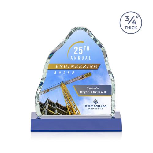 Awards and Trophies - Crystal Awards - Dunwich Full Color Blue Crystal Award