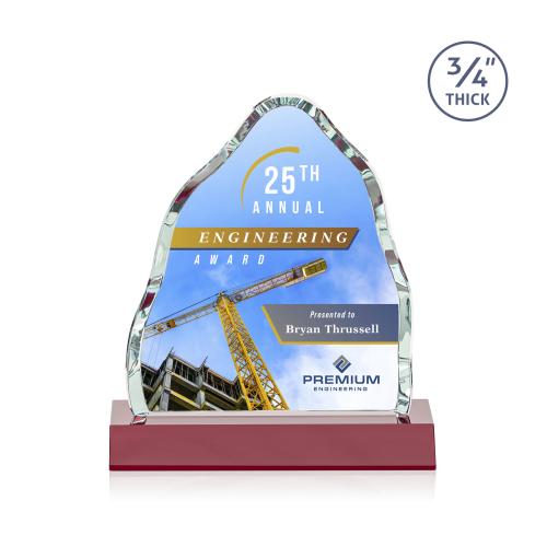 Awards and Trophies - Crystal Awards - Dunwich Full Color Red Crystal Award
