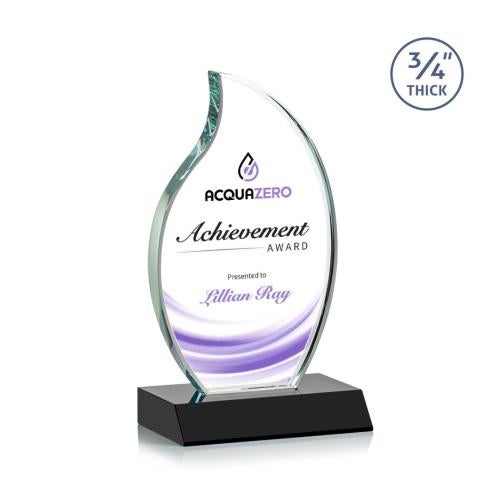 Awards and Trophies - Crystal Awards - Croydon Full Color Black Flame Crystal Award