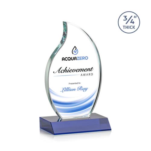 Awards and Trophies - Crystal Awards - Croydon Full Color Blue Flame Crystal Award