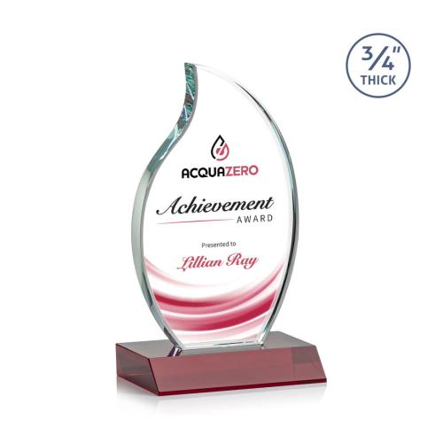 Awards and Trophies - Crystal Awards - Croydon Full Color Red Flame Crystal Award