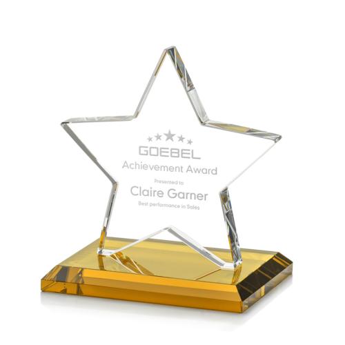 Awards and Trophies - Crystal Awards - Sudbury Amber Star Crystal Award