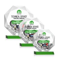 Employee Gifts - Kitchener Full Color Green Polygon Crystal Award
