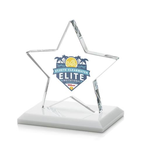 Awards and Trophies - Crystal Awards - Sudbury Full Color White Star Crystal Award