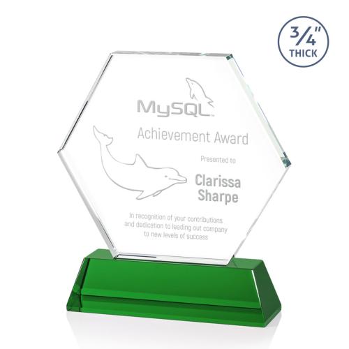 Awards and Trophies - Crystal Awards - Ralston Green Polygon Crystal Award
