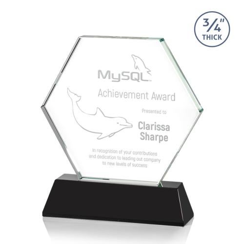 Awards and Trophies - Crystal Awards - Ralston Black Polygon Crystal Award