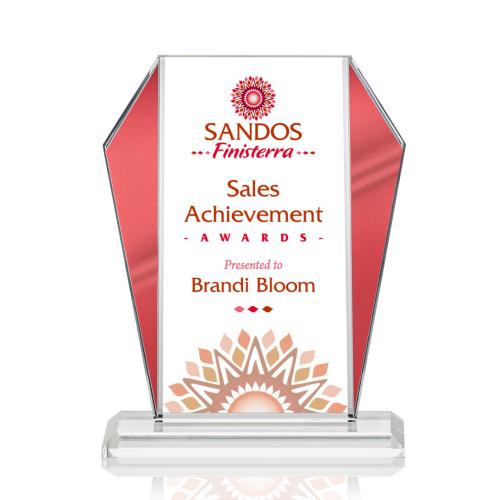 Awards and Trophies - Crystal Awards - Newbury Full Color Red Peaks Crystal Award