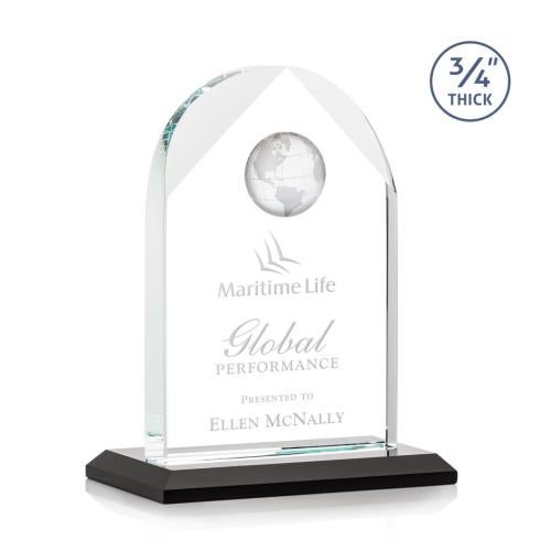 Awards and Trophies - Crystal Awards - Blake Black Globe Crystal Award