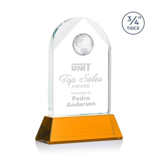 Awards and Trophies - Crystal Awards - Blake Globe on Newhaven - Amber