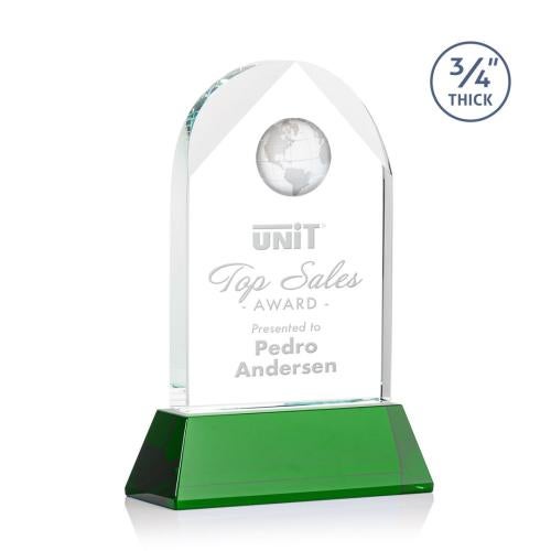 Awards and Trophies - Crystal Awards - Blake Globe on Newhaven - Green