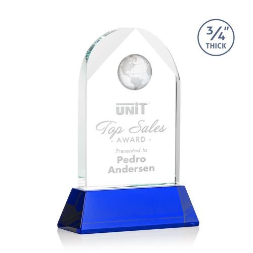 Awards and Trophies - Crystal Awards - Blake Globe on Newhaven - Blue