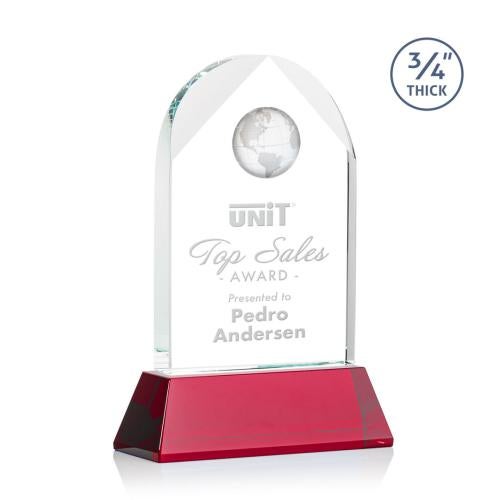 Awards and Trophies - Crystal Awards - Blake Globe on Newhaven - Red