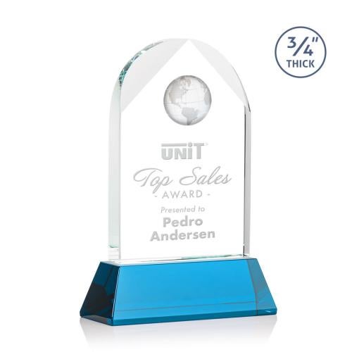 Awards and Trophies - Crystal Awards - Blake Globe on Newhaven - Sky Blue