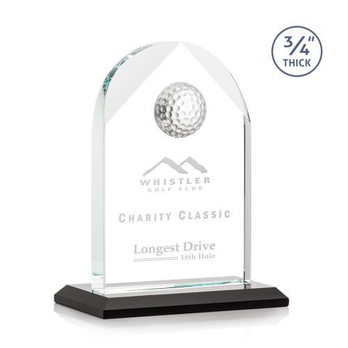 Awards and Trophies - Crystal Awards - Blake Golf Black Globe Crystal Award