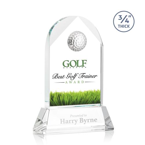 Awards and Trophies - Crystal Awards - Blake Golf on Newhaven Full Color Starfire Globe Crystal Award