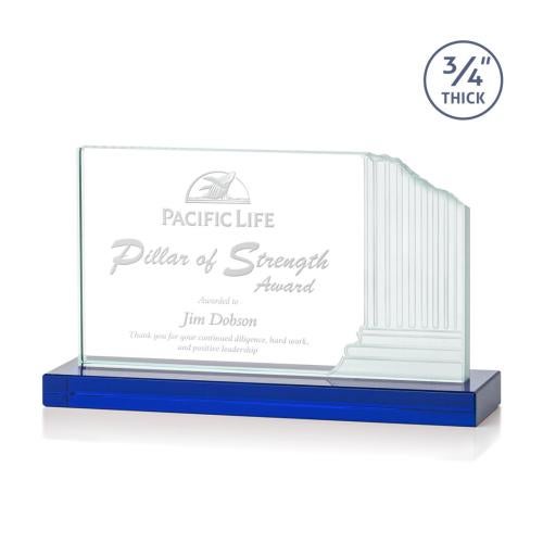 Awards and Trophies - Crystal Awards - Colliseum Blue Rectangle Crystal Award