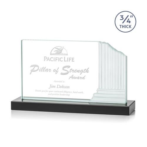 Awards and Trophies - Crystal Awards - Colliseum Black Rectangle Crystal Award