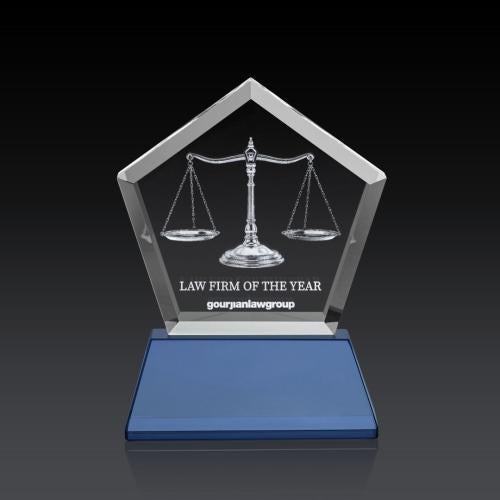 Awards and Trophies - Crystal Awards - Genosee on Base (3D) - Sky Blue