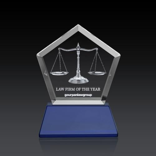 Awards and Trophies - Crystal Awards - Genosee on Base (3D) - Blue