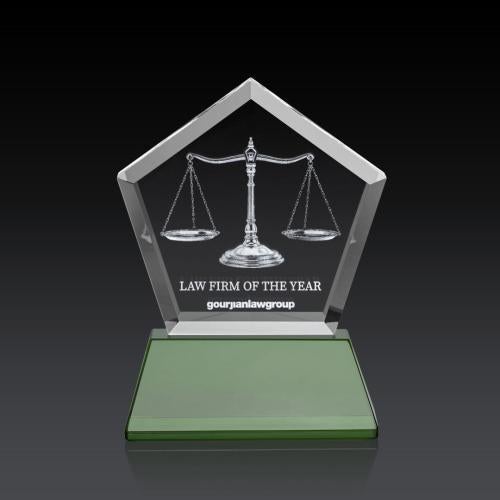 Awards and Trophies - Crystal Awards - Genosee on Base (3D) - Green