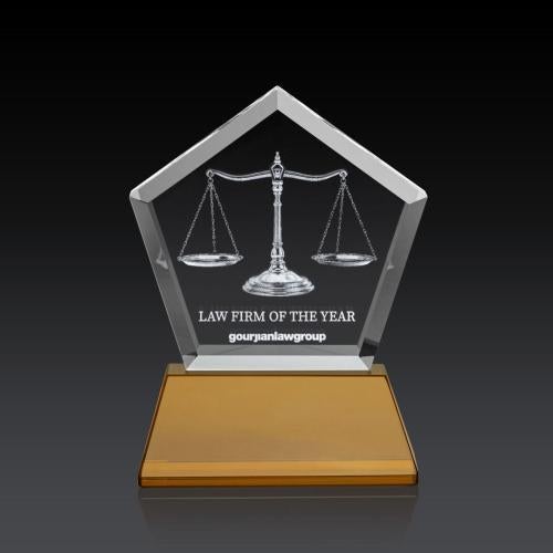 Awards and Trophies - Crystal Awards - Genosee on Base (3D) - Amber