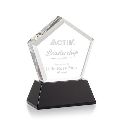 Awards and Trophies - Crystal Awards - Genosee Black on Base Polygon Crystal Award