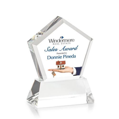 Awards and Trophies - Crystal Awards - Genosee Full Color Clear on Base Polygon Crystal Award