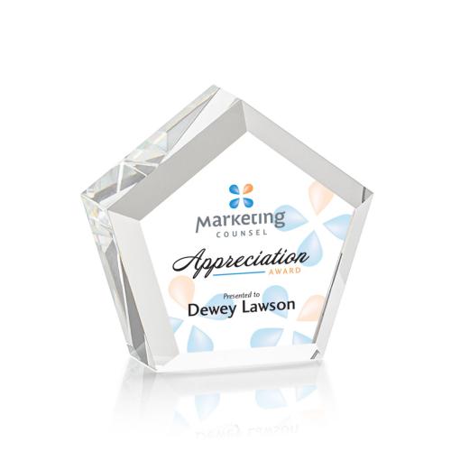 Awards and Trophies - Full Color Imprint - Genosee Full Color Desktop Polygon Crystal Award
