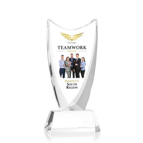 Awards and Trophies - Crystal Awards - Dawkins Full Color Clear Peaks Crystal Award