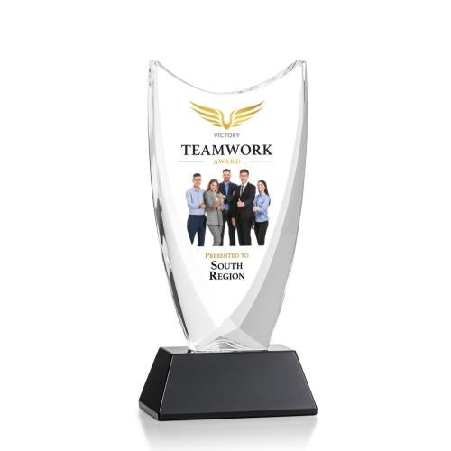 Awards and Trophies - Crystal Awards - Dawkins Full Color Black Peaks Crystal Award